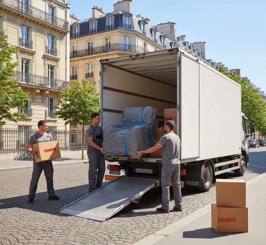Demenagement Paris Algarve retraite chargement camion